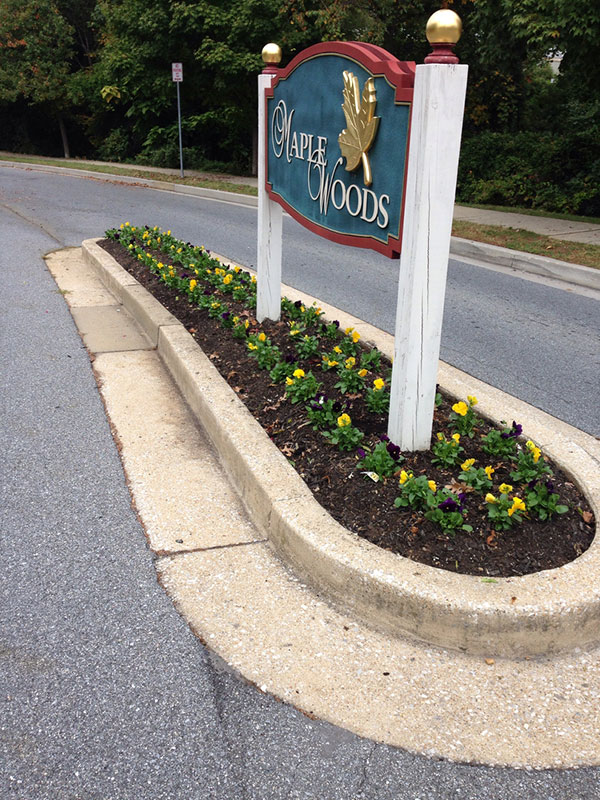 Flowers Planted at Front Entrance of Residential Development at Maple Woods